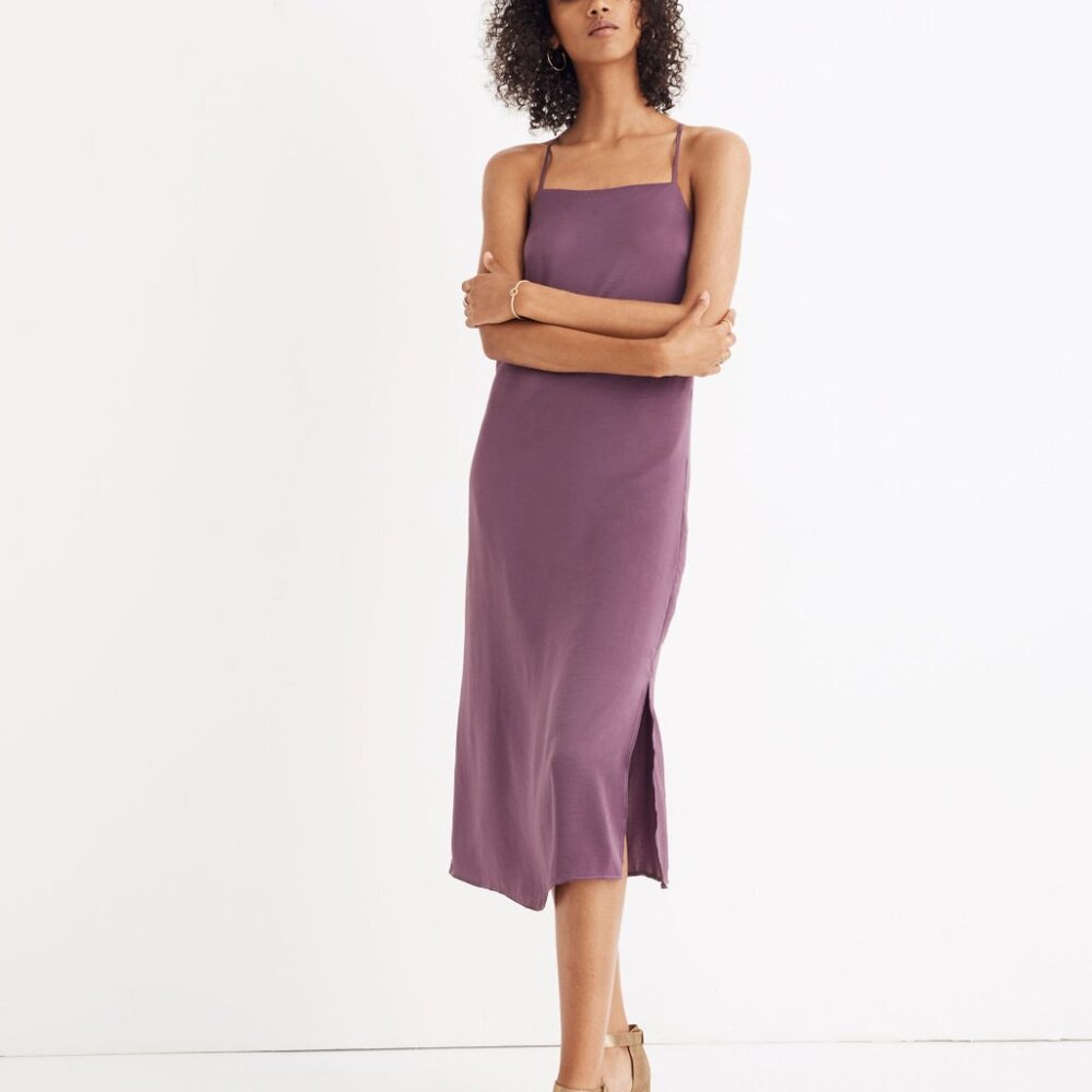 MADEWELL Apron Slip Dress In Faded Eggplant, Size 8